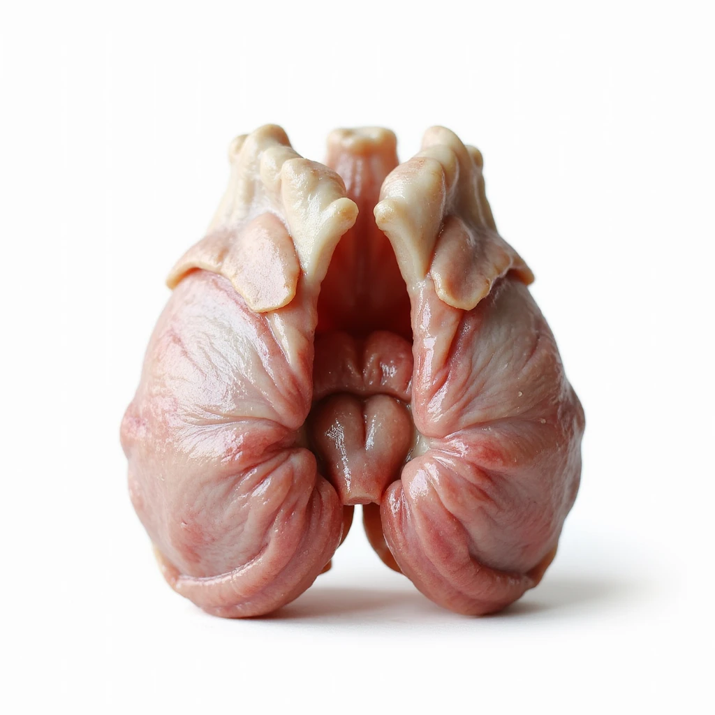 hyperrealistic detailed anatomical pig thyroid gland isolated on white background, neutral lighting, 4K quality emoji