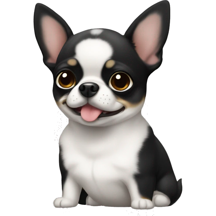 Black and mostly white chubby chiahuahua emoji