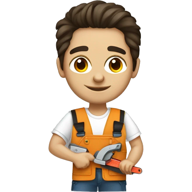 young Woodworker with miter saw caucasian dark hair emoji