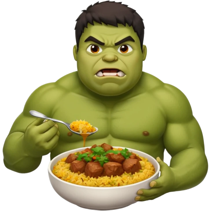 Fat Hulk eating mutton curry biriyani emoji