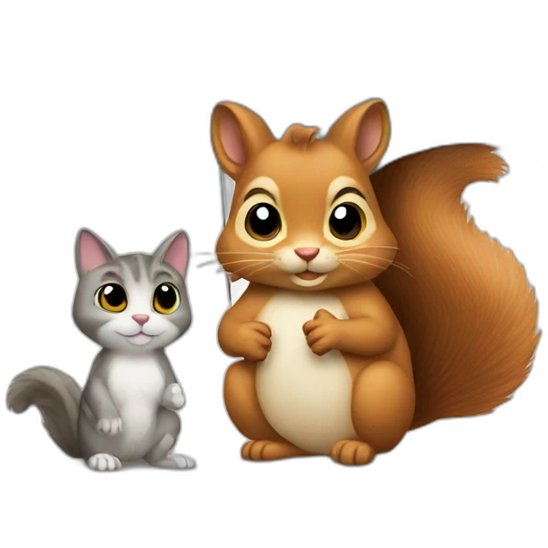 squirrel and cat under an umbrella emoji