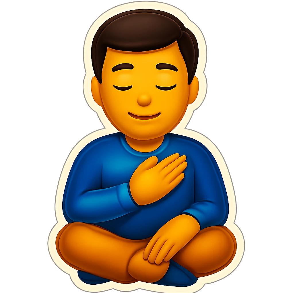 Create an emoji of a man holding his hand over his heart, in the same pose and style as the monkey in the reference image, with a transparent background. emoji