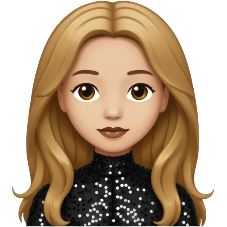 Head from Korn with long light brown hair, light skin, black sequin outfit emoji