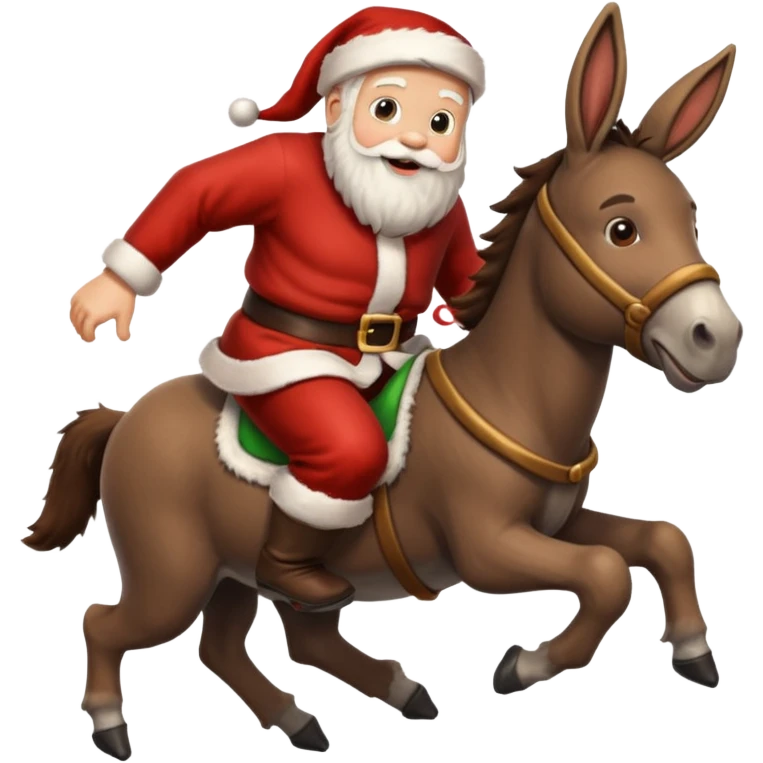 Santa chasing a donkey emoji