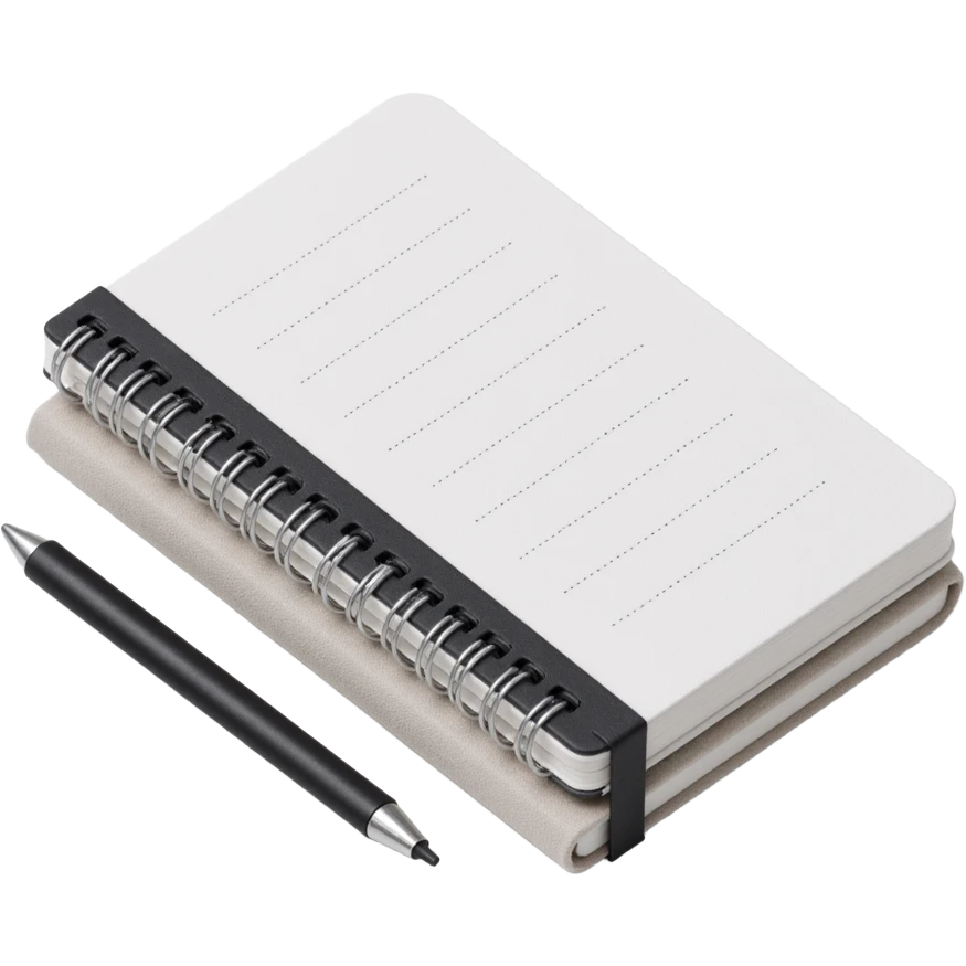 composition notebook, black and white marbled emoji