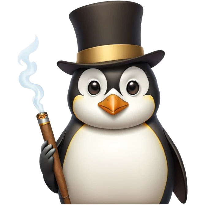 Penguin Wizard in a top hat and monacle and cigar emoji
