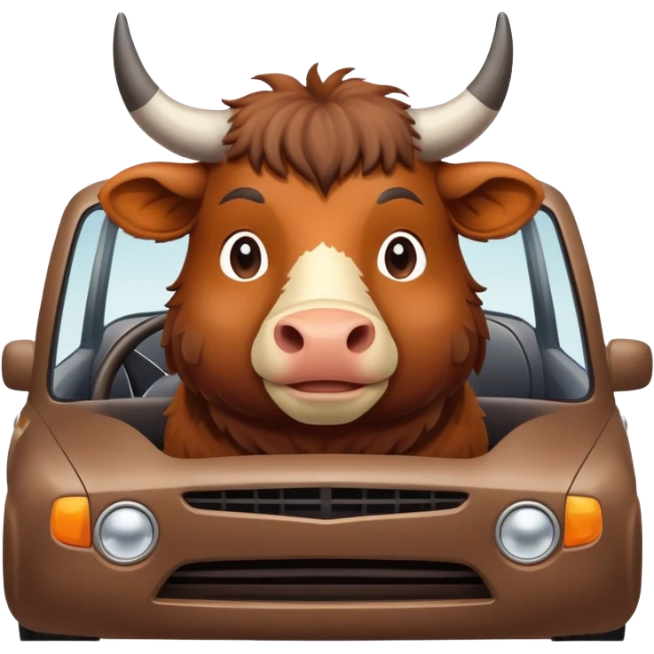 Ox sitting in the car emoji