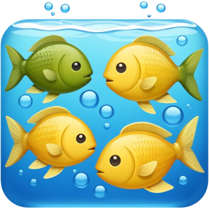 Mediterranean cuisine humanless avatar in clean emoji-style illustration. Olive oil, fish, lemon, blue and sunny colors, light and fresh mood, flat design, high contrast. emoji