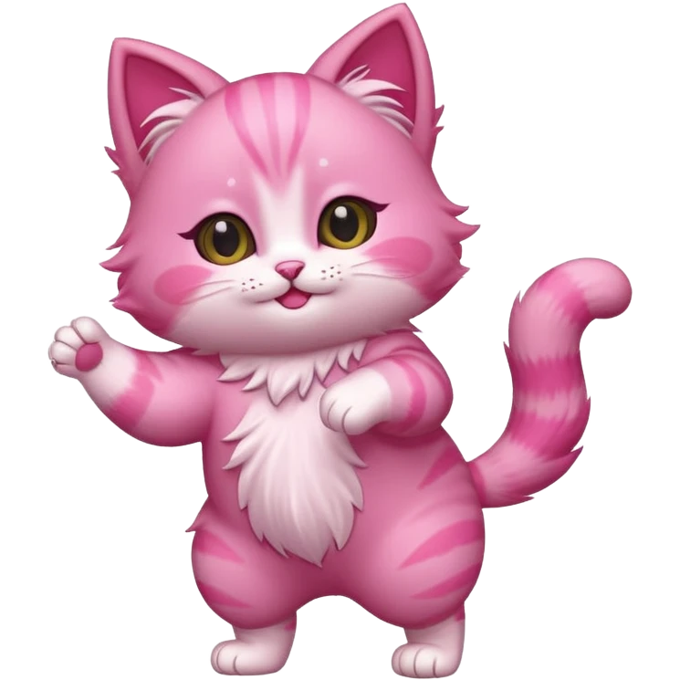 chibi anime pink cat dancing emoji