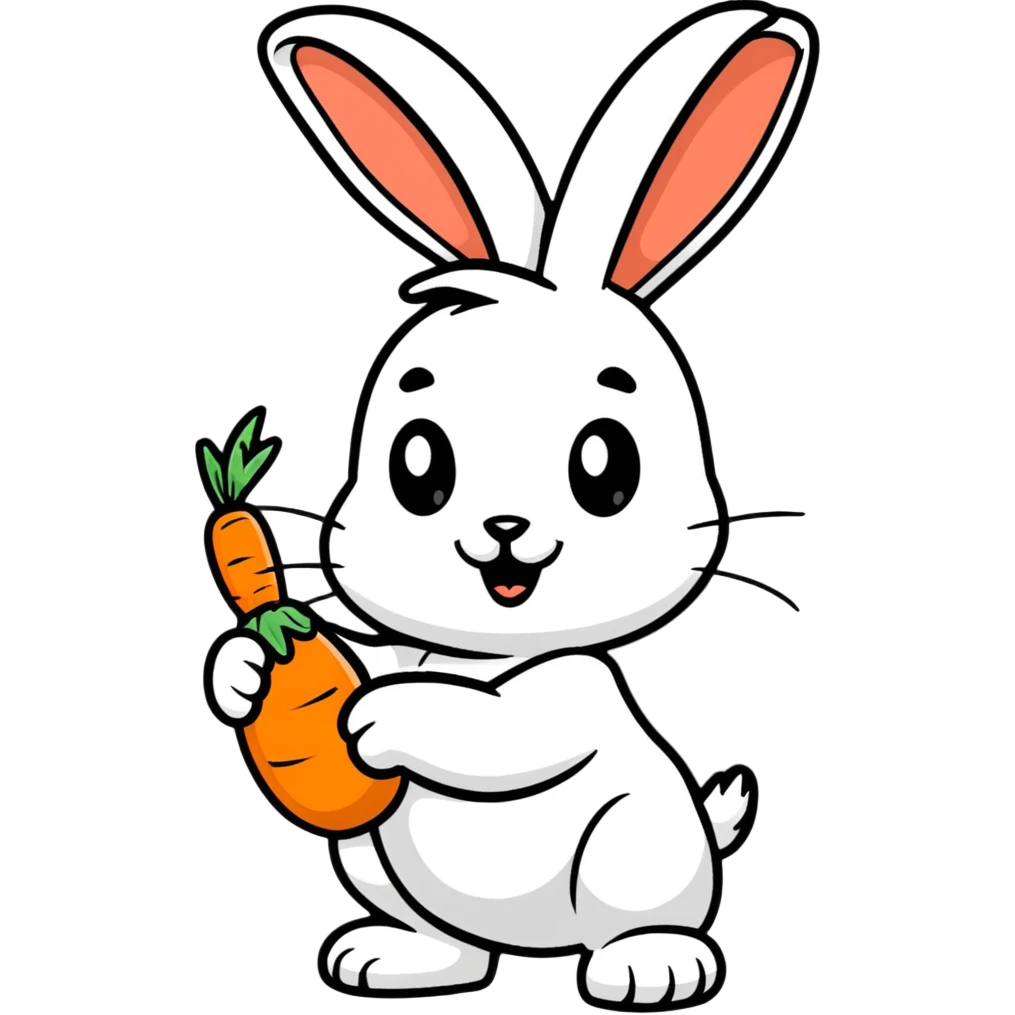 bugs bunny cartoon rabbit with carrot emoji