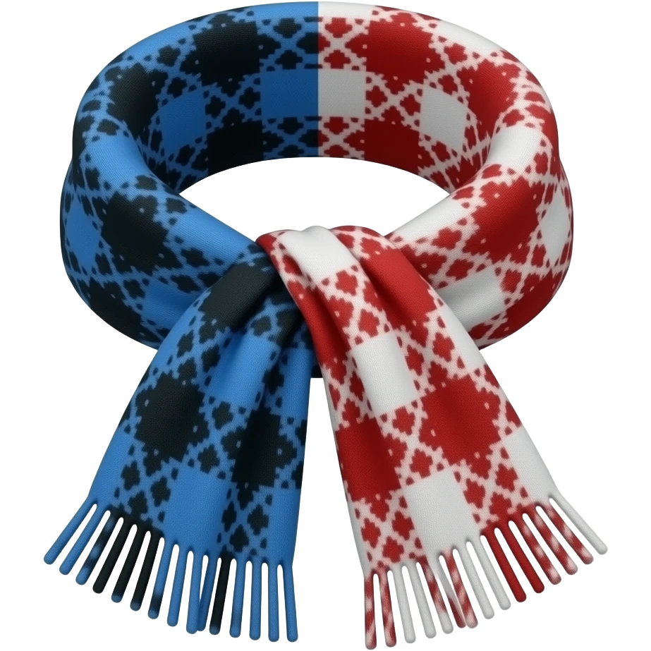 Un seul foulard scout rouge et blanc a droite et bleu et noir a gauche emoji