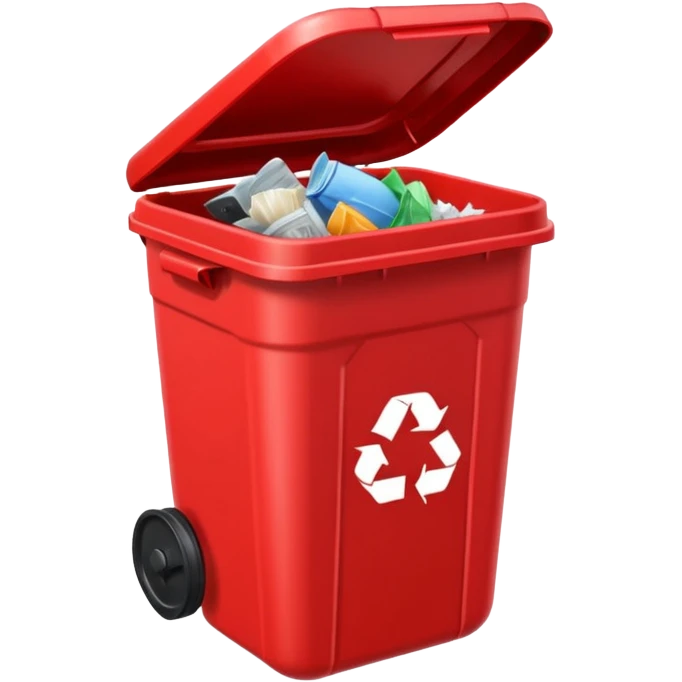 Red trash can with opened lid emoji