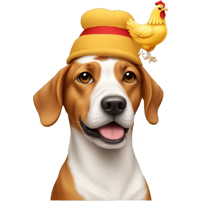 Dog with chicken hat emoji