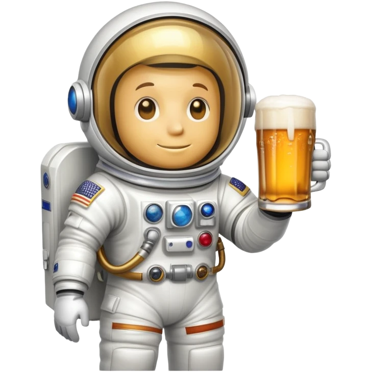 a pint of beer wearing a space suit, astronaut beer glass emoji