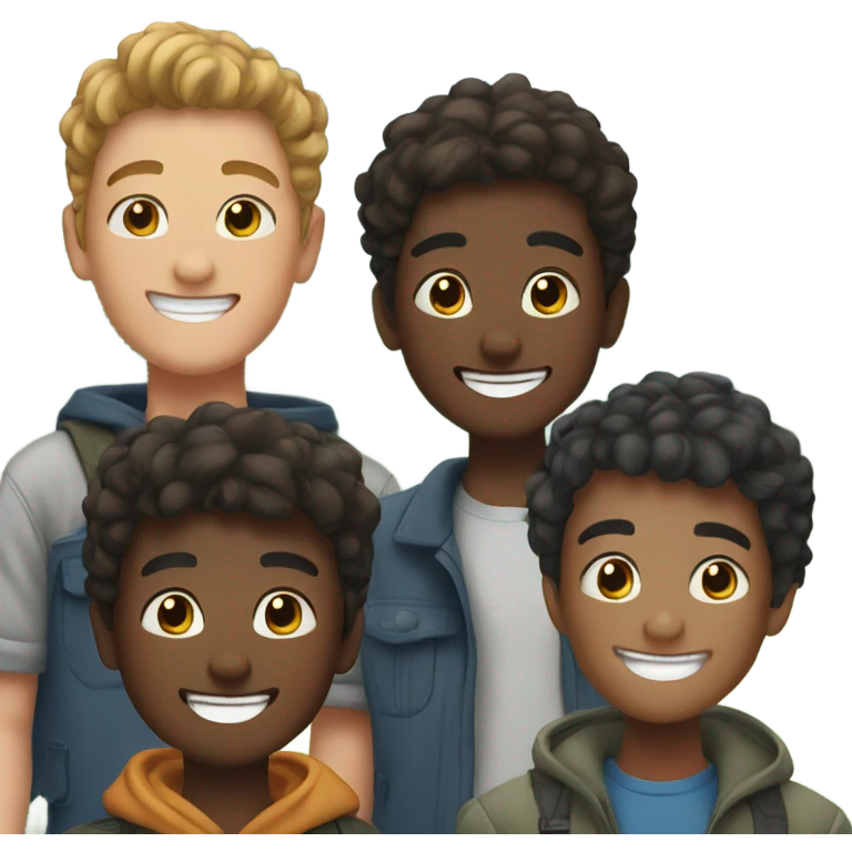 group of boys outdoors smiling emoji