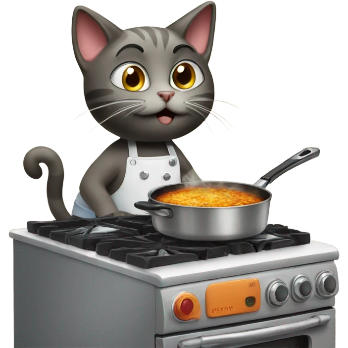 Cat cooking on gas range emoji