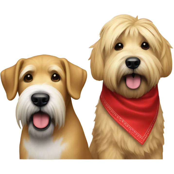 Donald trump and wheaten terrier wearing a red bandana emoji