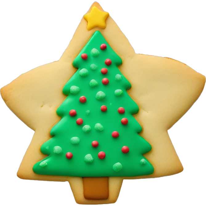 One Round sugar cookie with green Christmas tree in center of cookie emoji