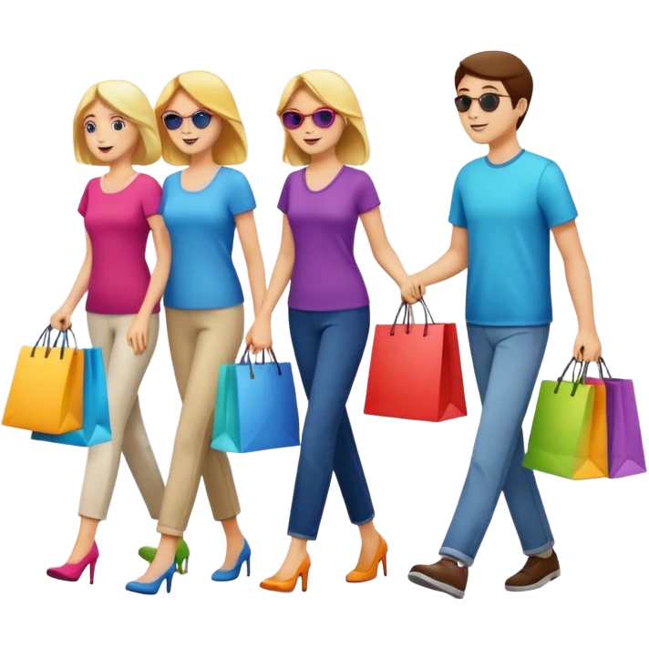 shopping bags from group outing with others emoji