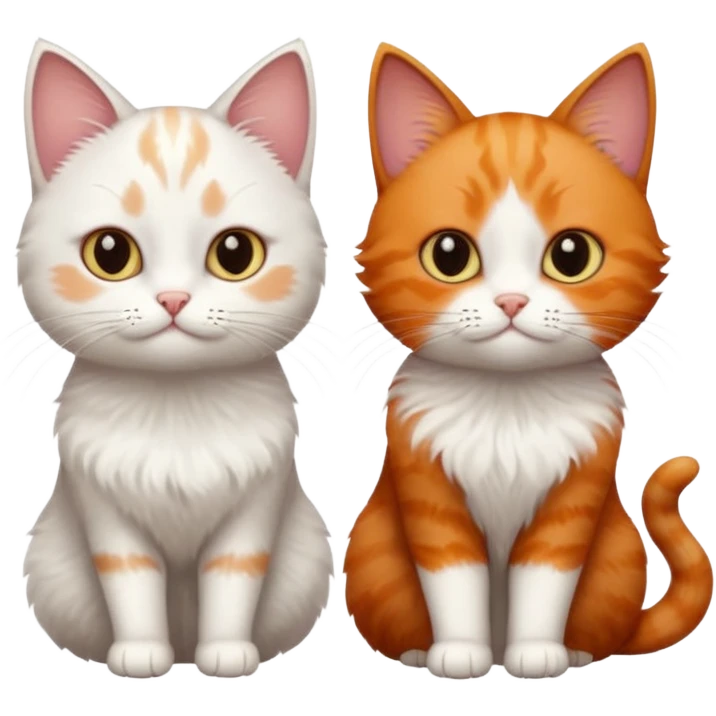 white cat and a black smaller cat and ginger short hair  emoji