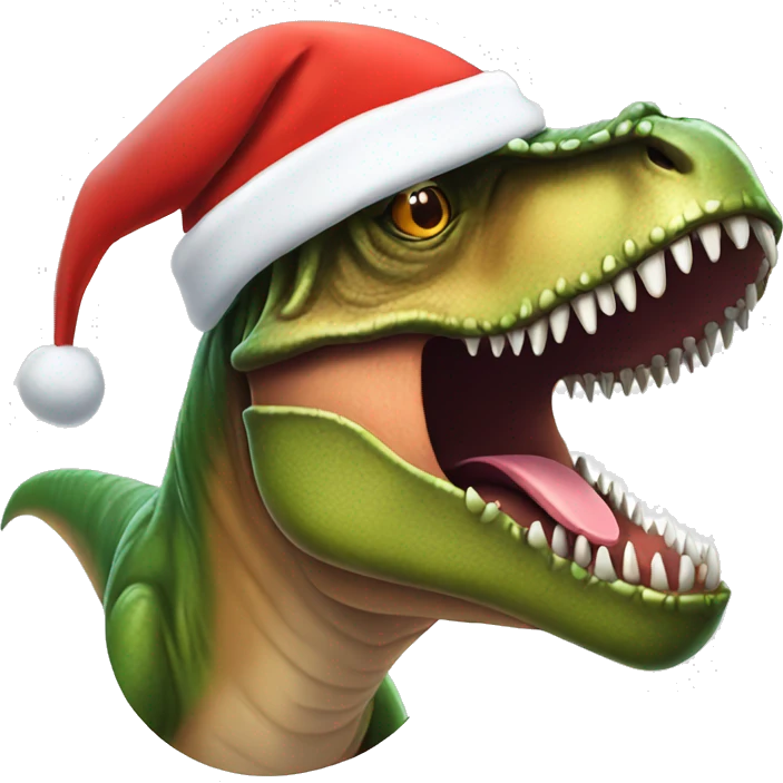T-Rex with a Santa hat emoji