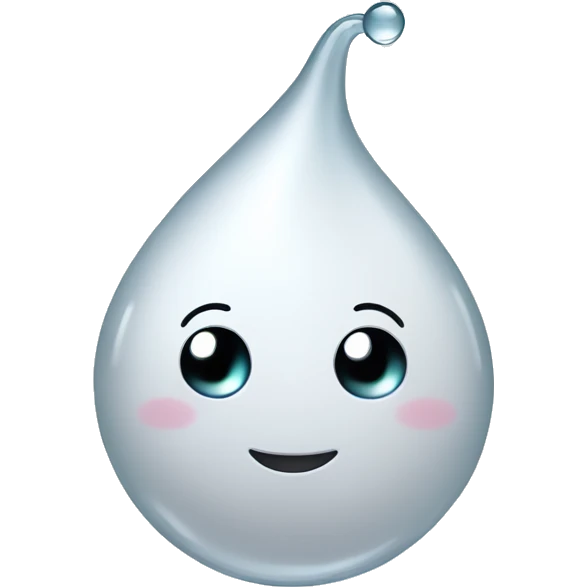 happy white droplet swimming, no water, only white liquid, with tail swimming, make the tail a bit squiddly,   emoji