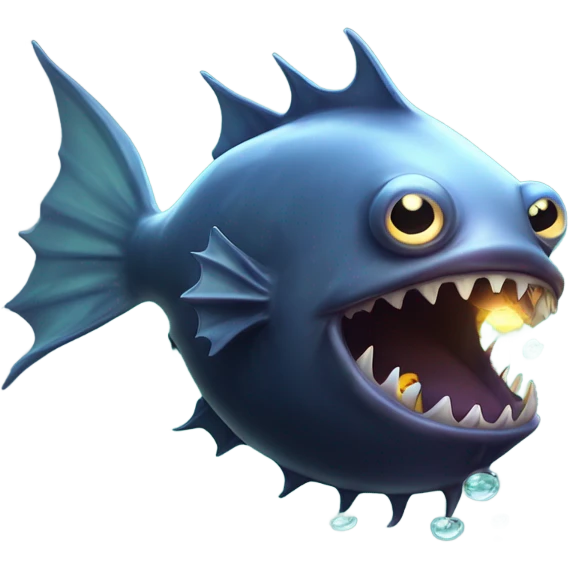 Anglerfish with glowing lure, sharp teeth, and big eyes. emoji