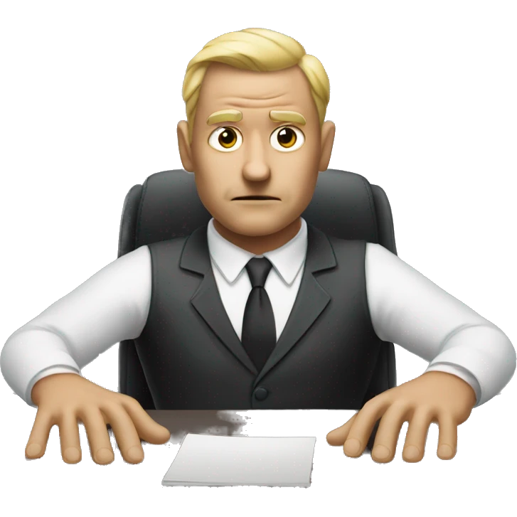 evil business man hands on desk emoji