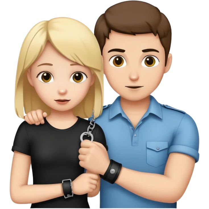 Girl putting handcuffs on boy emoji