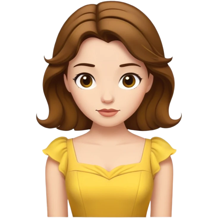 minimal Belle princess with yellow dress and brown hair, extremely simple emoji