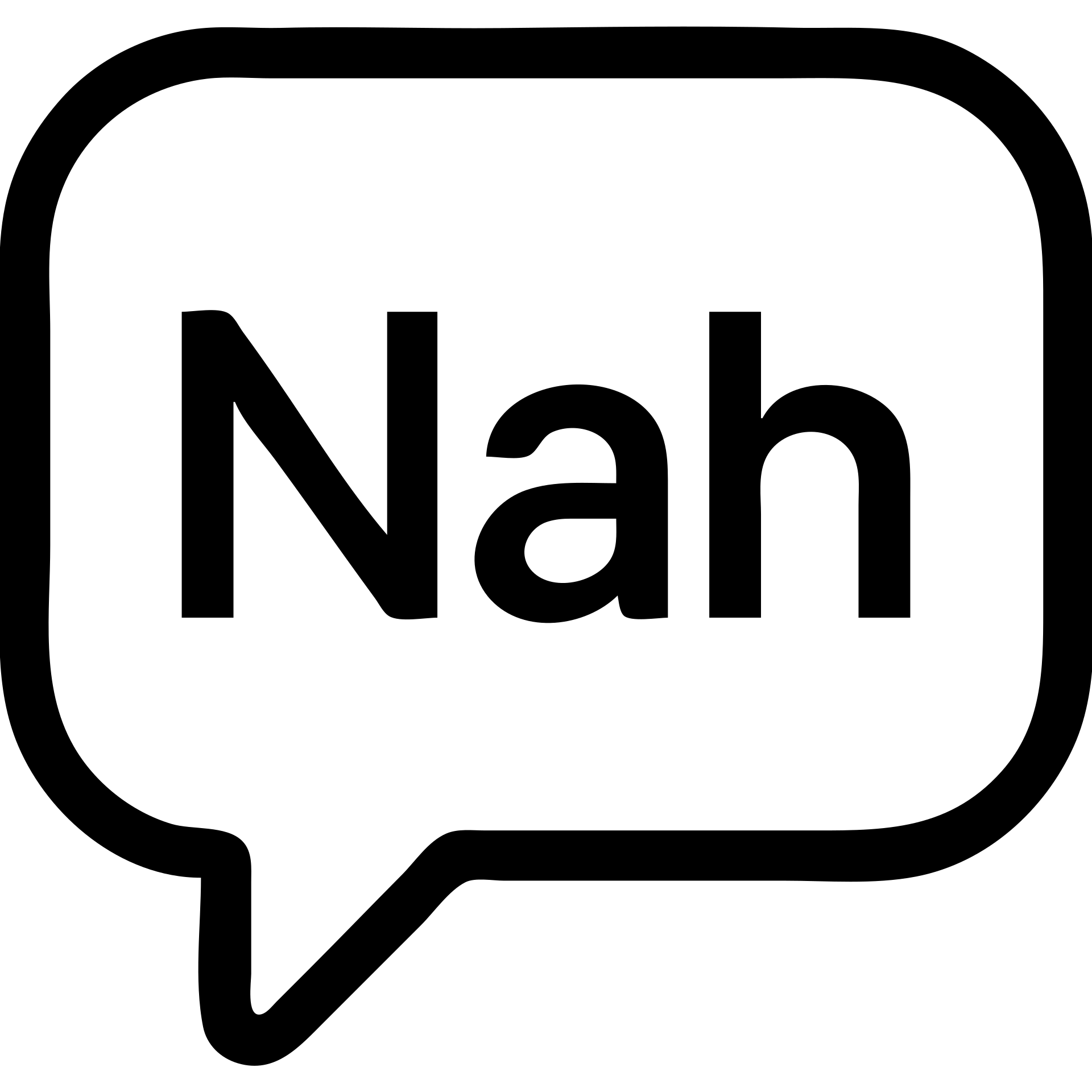 icon featuring the word 'Nah' in a speech bubble, minimalist, clean lines emoji