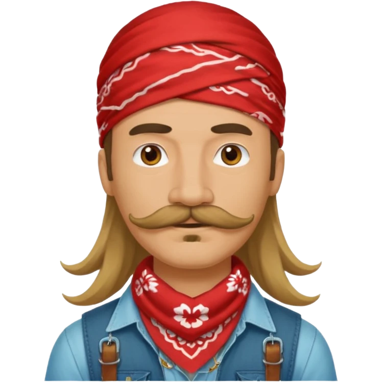 mustached with bandanas long hair emoji
