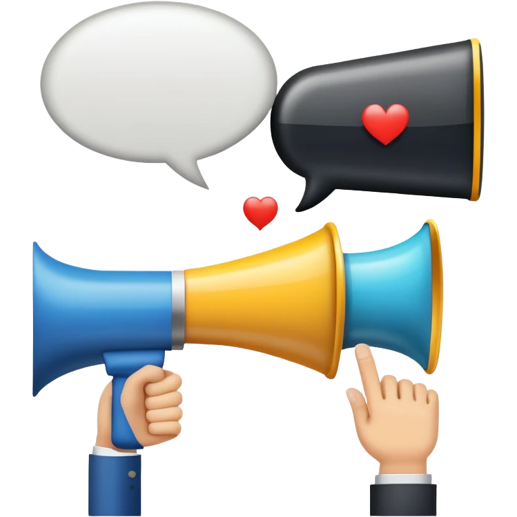 An icon featuring a megaphone, a billboard, and a handshake, symbolizing advertising and public relations. The design includes a speech bubble and media icons, representing communication and brand messaging. Transparent background highlights the influence of PR and marketing strategies. emoji