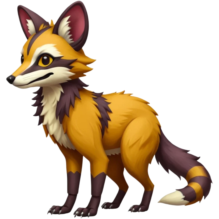 Genet-Wolverine-Marsupial-Maned-Wolf-Possum-Vernid-Sergal-Fakémon-hybrid, by LiLaiRa-griffsnuff, full body emoji