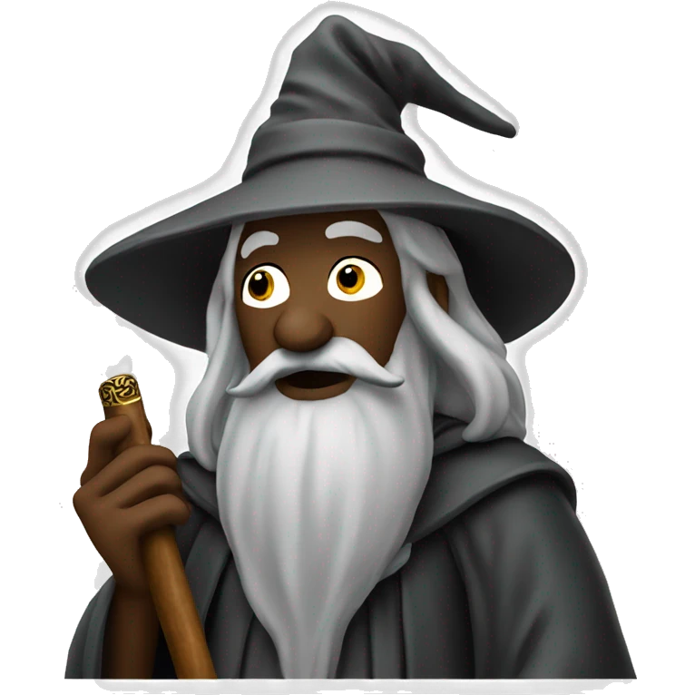black gandalf smoking cigar and holding staff emoji