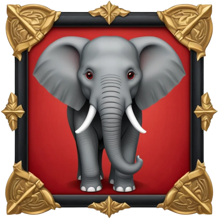 A square picture frame Game Of Thrones Intro style with a Elephant representing the Republican Party in the center of the picture, color red emoji