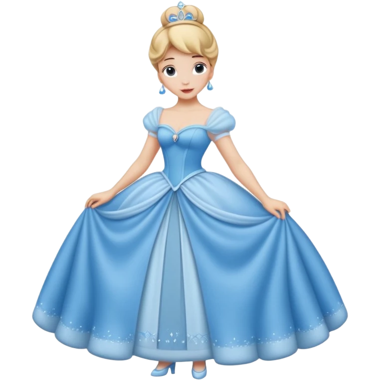 Princesa cinderella Disney com vestido grande e cheio com um coque e corpo inteiro emoji