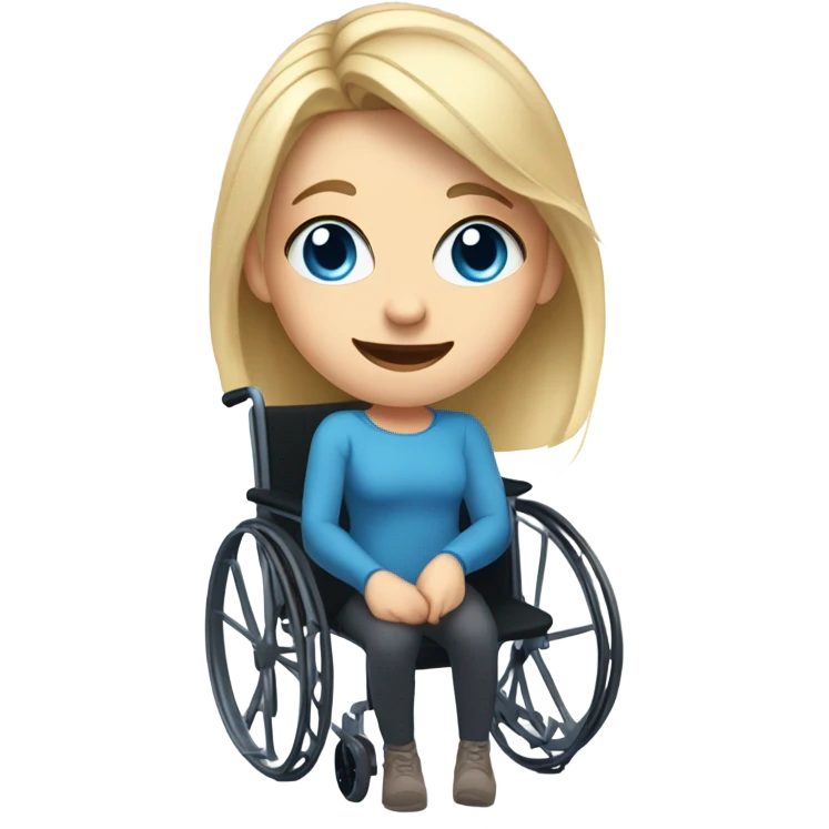 Screaming white girl with blonde hair and blue eyes in wheel chair taking selfies emoji
