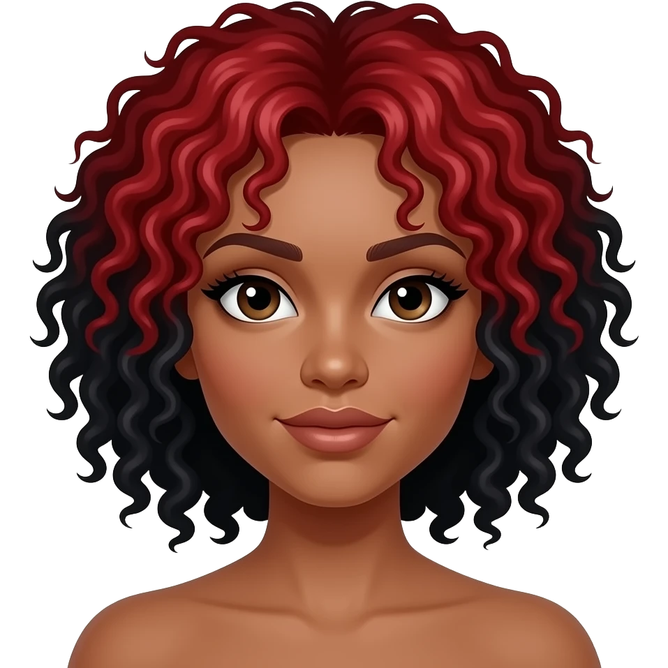 mixed woman with red and black curly hair emoji