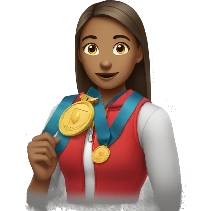 student girl with medals emoji