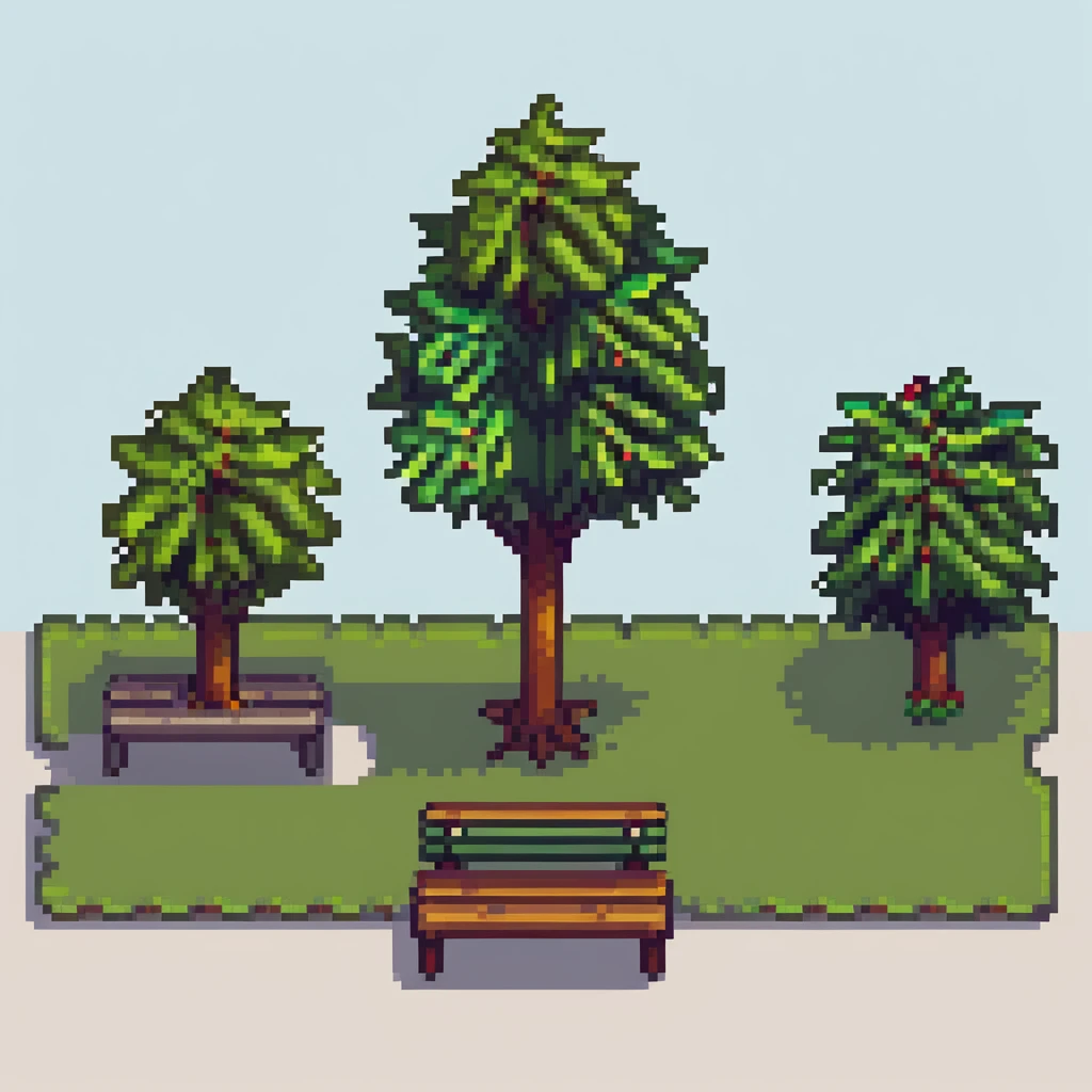 simple iconic city park with tree and bench emoji
