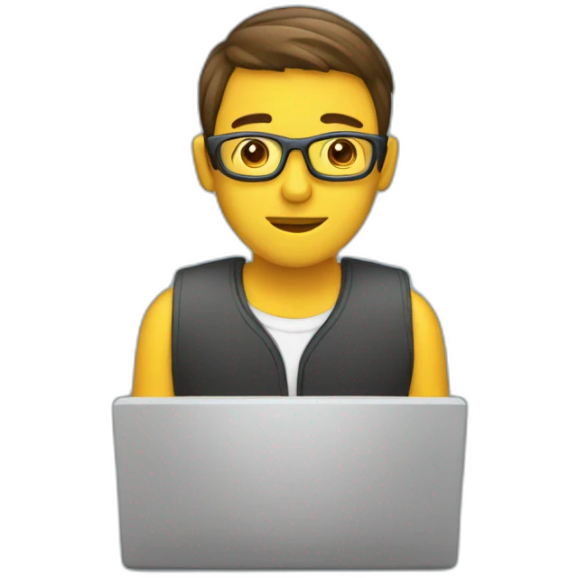 guy working at computer coding emoji