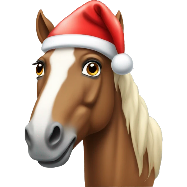 Horse wearing a Santa hat emoji