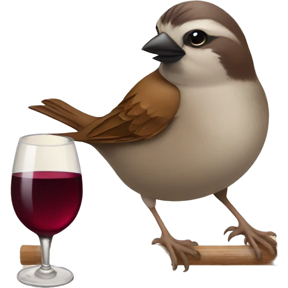 sparrow with wine emoji