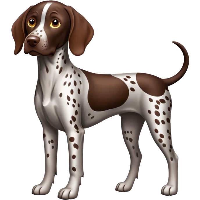 Create a liver patched and ticked German shorthaired pointer with a docked tail emoji