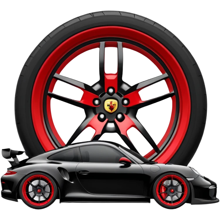 black porsche gt3, black rims, red caliper emoji