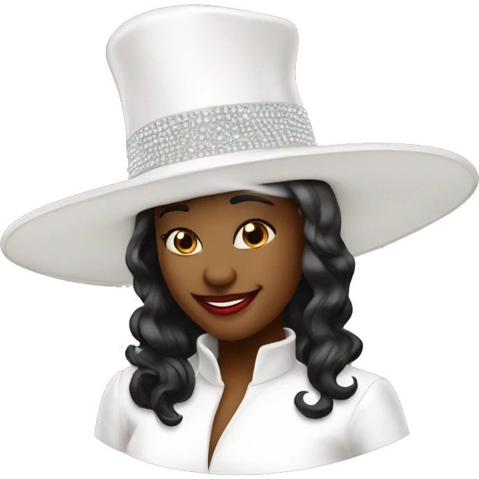 Big white church hat with rhinestones and big brim  emoji