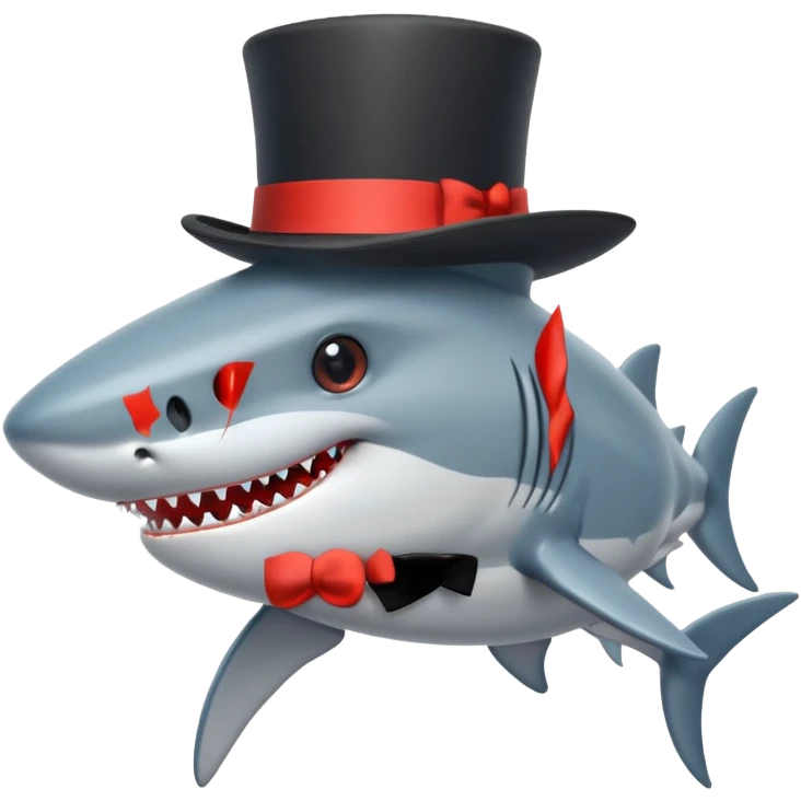 Shark with a top hat emoji