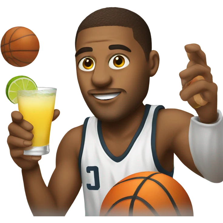 Young man coaching basketball drinking a margarita  emoji