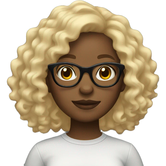 Black girl with blonde curly hair and glasses emoji